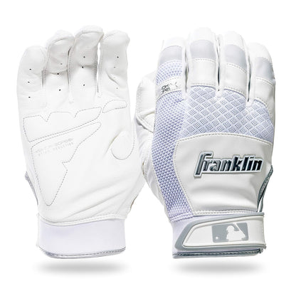 Franklin Sports Guantes de Bateo MLB Shok-Sorb X - Juvenil Mediano - Blanco - Blanco