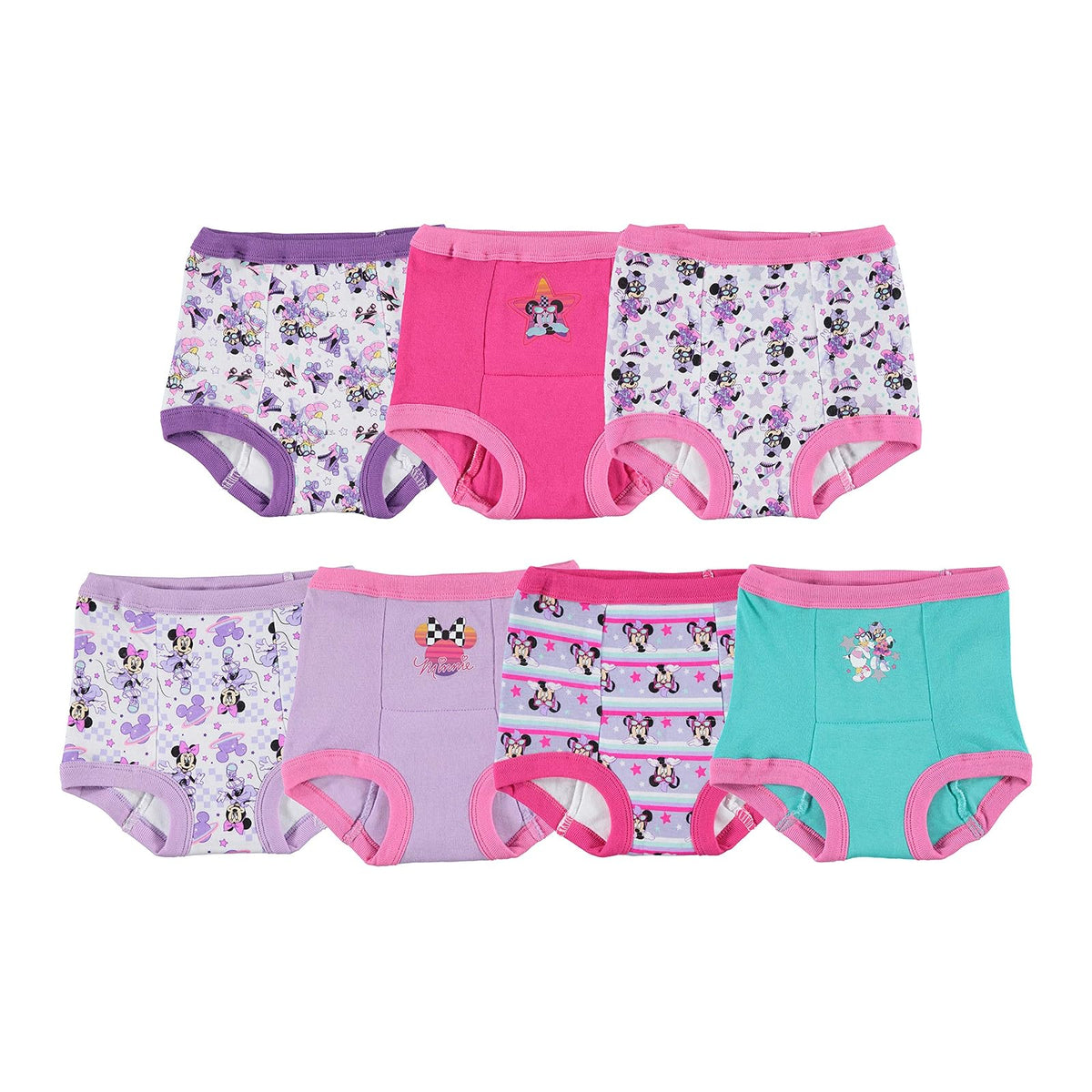 Disney Minnie Mouse Pantalones de Entrenamiento para Niña - Paquete de 7 - Paquete de 7 Pantalones de Entrenamiento - 18 Meses