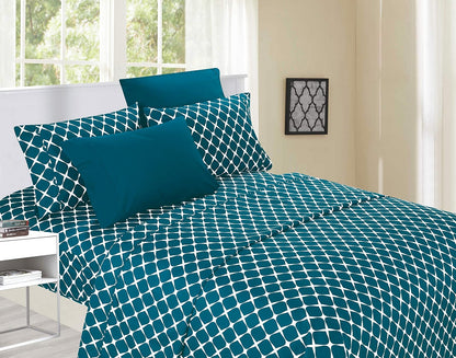 Elegant Comfort - Juego de sábanas suaves de lujo con estampado Bloomingdale, percal de 1500 hilos, calidad egipcia, suavidad, resistente a las arrugas y a la decoloración (6 piezas), tamaño queen