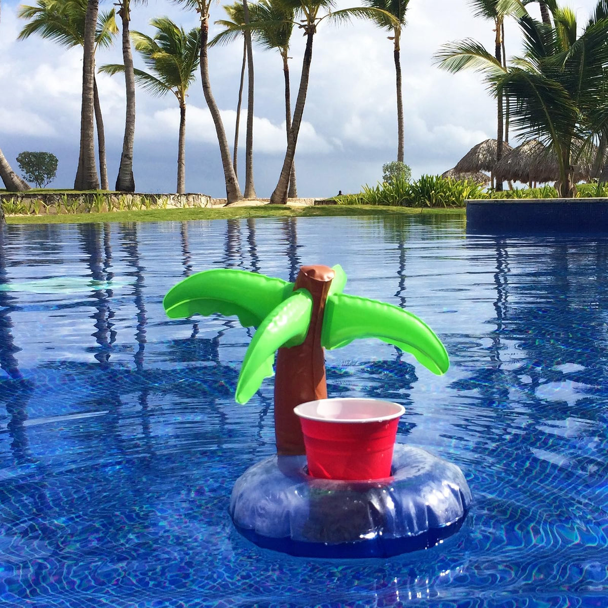 GoFloats - Portabebidas inflables para Piscina y Tina de hidromasaje (3 Unidades) (Elija – Unicornio, Flamenco, Palmera y más)