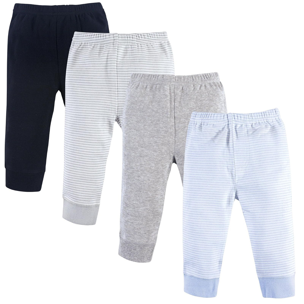 Luvable Friends Paquete de 3 Pantalones con Puño en Cintura y Tobillo, para Bebé - 0-3 Meses - azul pastel a rayas - 4