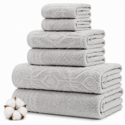 Modern Threads - Juego de 6 Piezas, 2 Toallas de baño, 2 Toallas de Mano, 2 paños de baño teñidos con Diamante, Juego de Toallas de Jacquard, Color Plateado - Estándar - Plata