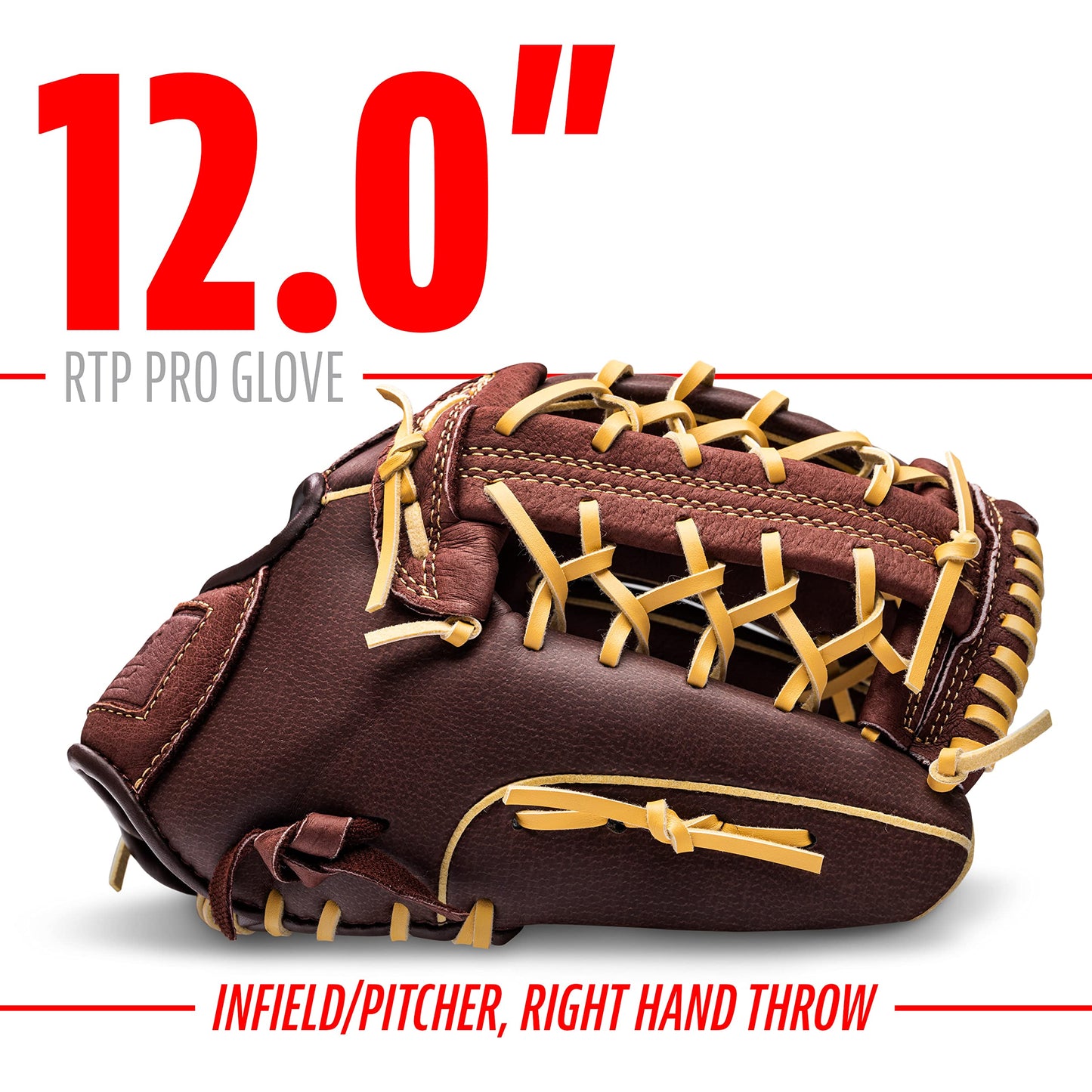 Franklin Sports - Guantes de béisbol RTP Pro - Guante de Campo de béisbol - Guante de Campo/Lanzador - 12 Pulgadas, café