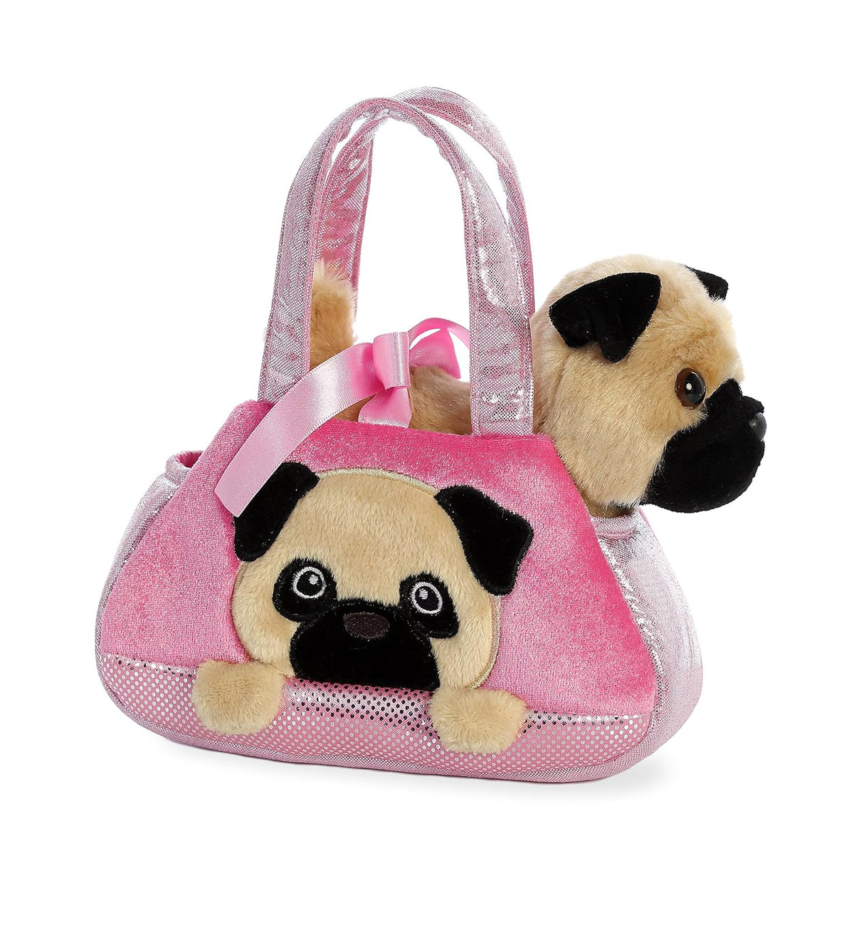 Aurora Pet Carrier Bolsa de Peluche con Mascota Removible 18 cm - Pug