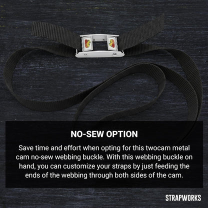 Strapworks Twocam - Hebilla de Doble Cara sin Costuras de Metal para Leva – 1 Pulgada – Paquete de 2