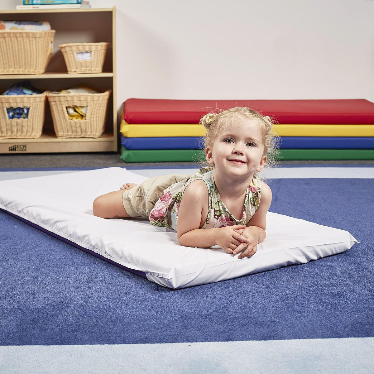ECR4Kids - Sábana Bajera de algodón Lavable a máquina para niños pequeños en guarderías, aulas, preescolares, sábanas sanitarias, 122 x 60 cm, Color Blanco (10 Unidades)