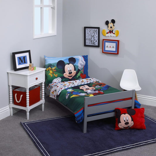 NoJo Juego de Cama Infantil Avengers, 4 Piezas, Cuna Estándar - La gran aventura de Disney Mickey