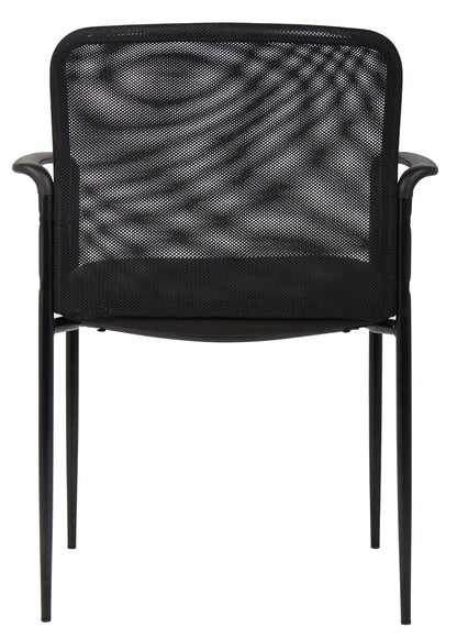 Boss B6909-BK Mesh Back and Crepe Seat Stacking with Arm 1 Unit Guest Chair, Black