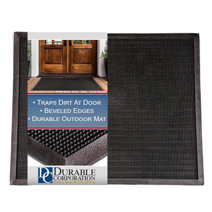 Tapete resistente para entrada al aire libre con punta de hule, Negro, 16" x 24"