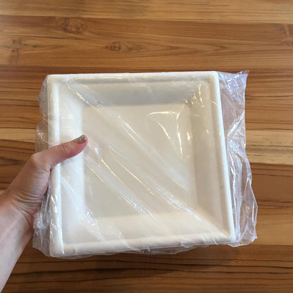 Susty Party Supplies Plato cuadrado,100% compostable caña de azúcar, Blanco, 20.3 cm, 50 unidades