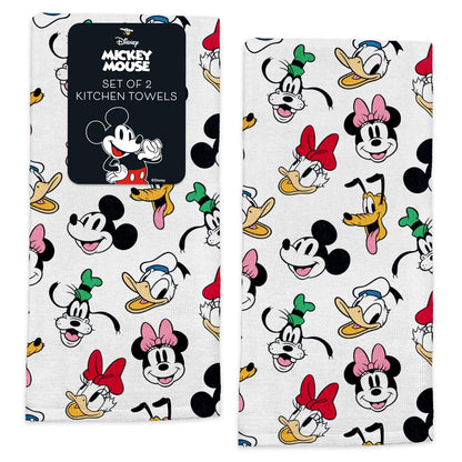 Disney - Juego de 2 toallas de cocina 100% algodón – Toallas de cocina suaves y absorbentes de 16 x 26 pulgadas, diseños de Mickey, Minnie y Stitch – Duraderas, lavables a máquina (Mickey & Friends