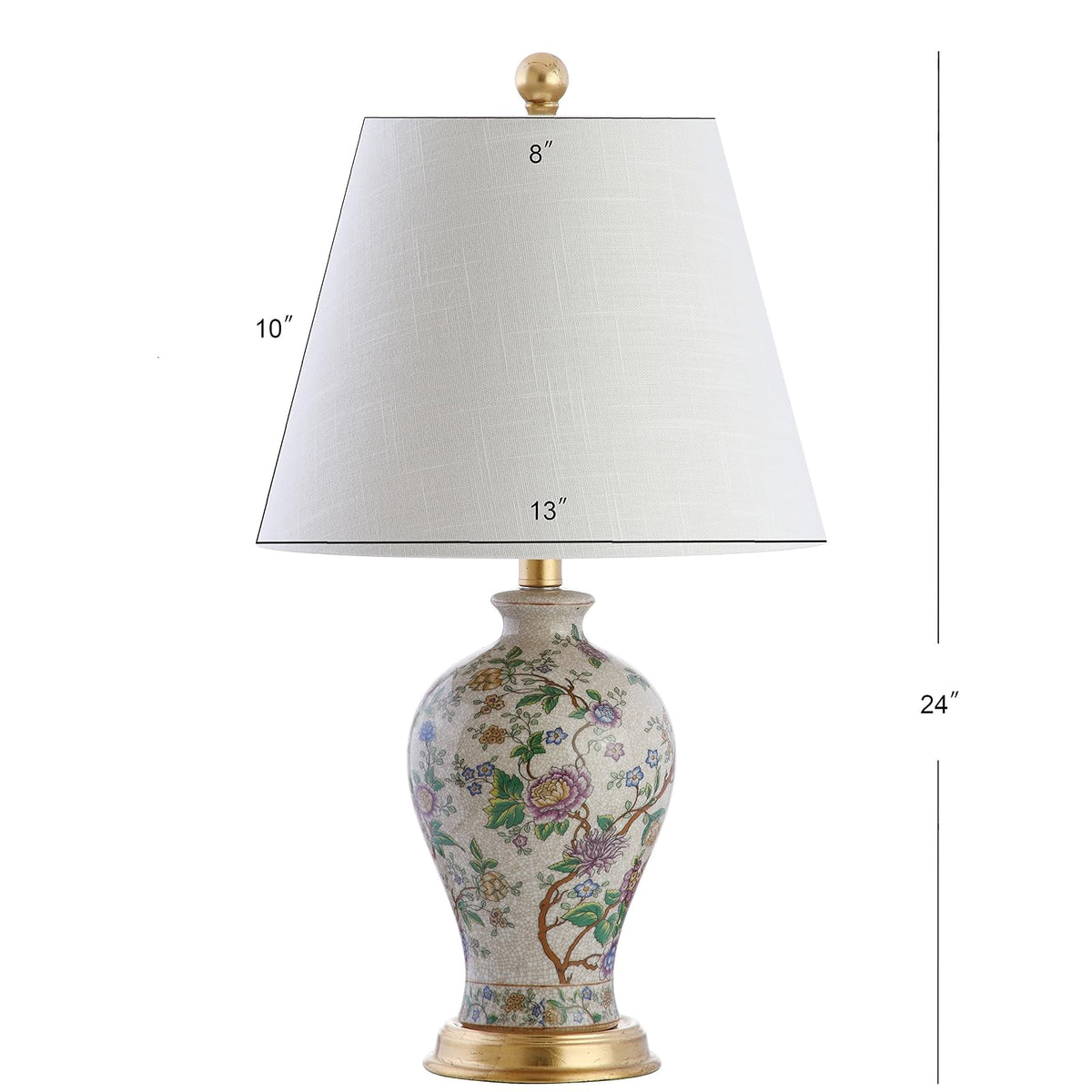 JONATHAN Y JYL3009A Grace Lámpara de mesa LED floral de 24 pulgadas, lámpara clásica de mesita de noche para recámara, sala de estar, oficina, estantería universitaria, foco LED incluida, multicolor