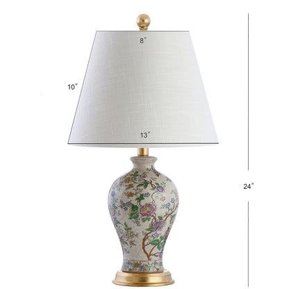 JONATHAN Y JYL3009A Grace Lámpara de mesa LED floral de 24 pulgadas, lámpara clásica de mesita de noche para recámara, sala de estar, oficina, estantería universitaria, foco LED incluida, multicolor