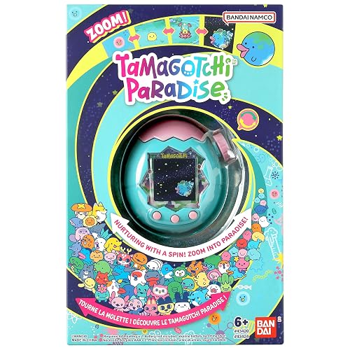 TAMAGOTCHI Paradise Bosque de Jade, Mascota Electrónica Virtual a Color con Zoom Interactivo, Conectividad Entre Dispositivos, Juguete Bandai para Niños