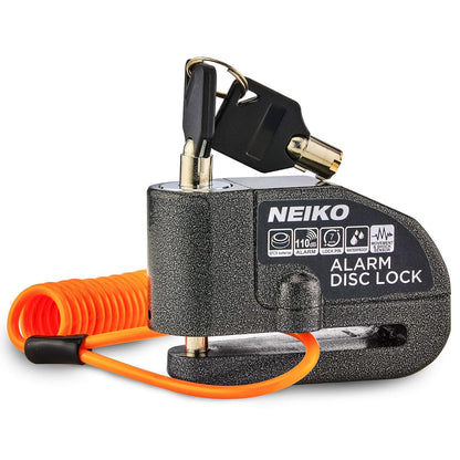 Neiko Candado de Motocicleta Antirrobo con Alarma 52908A | Bloqueo de disco, sensor de movimiento, 110 dB, compatible con motocicletas, , scooters