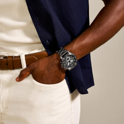 Fossil JR1437 Reloj Nate, Análogo, Redondo para Hombre