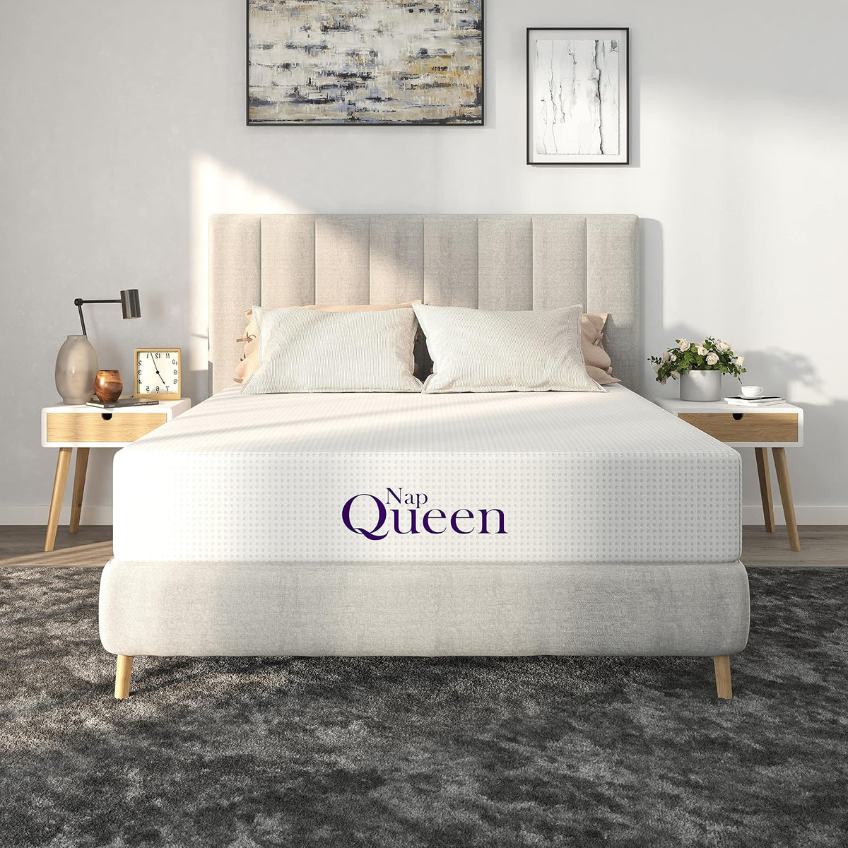NapQueen Colchón de 8 Pulgadas, tamaño matrimonial, colchón de Espuma viscoelástica de carbón de bambú, Cama en una Caja