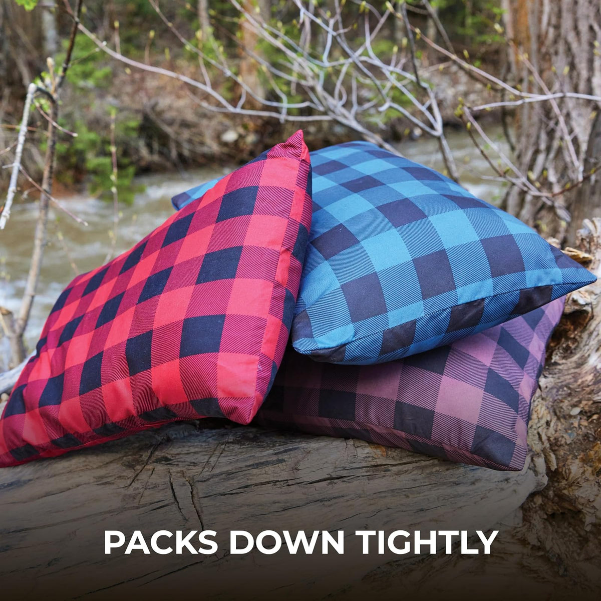 Teton - Almohada de Campamento Negra, Cuadros Azules