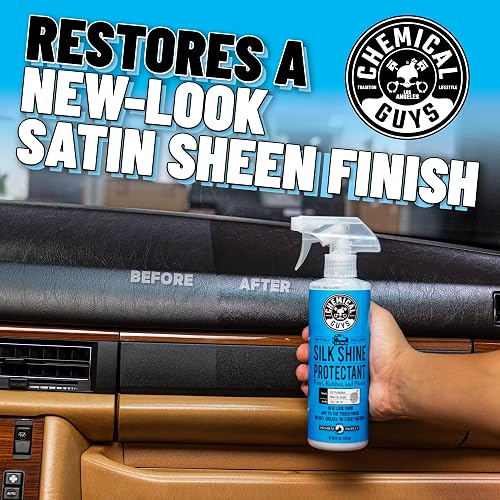 Chemical Guys Silk Shine Spray apresto y Protector seco al Tacto para neumáticos, molduras, Vinilo, plástico y más, Seguro para Automóviles, Camiones, Motocicletas, vehículos recreativos y más, 3,79 L