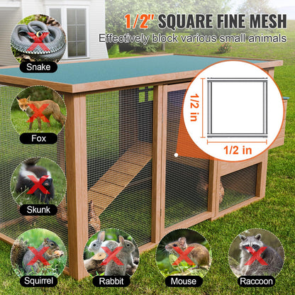 VEVOR Malla de Alambre Soldada 610mm x 30,48m Rollo de Malla de Alambre Galvanizado en Caliente 12,7x12,7 mm Valla de Alambre de Gallinero Calibre 19 para Jaulas de Conejos, Jardín, Roedores Pequeños