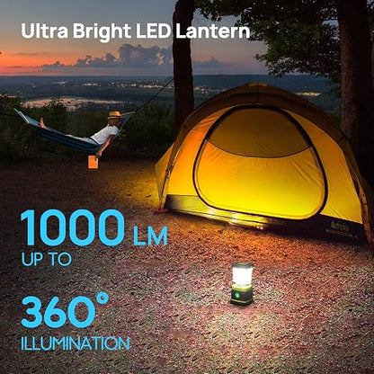 Consciot Linterna LED Camping 1000 Lm IPX4 | Paquete de 2, 4 modos de luz, pilas D-cell, impermeable