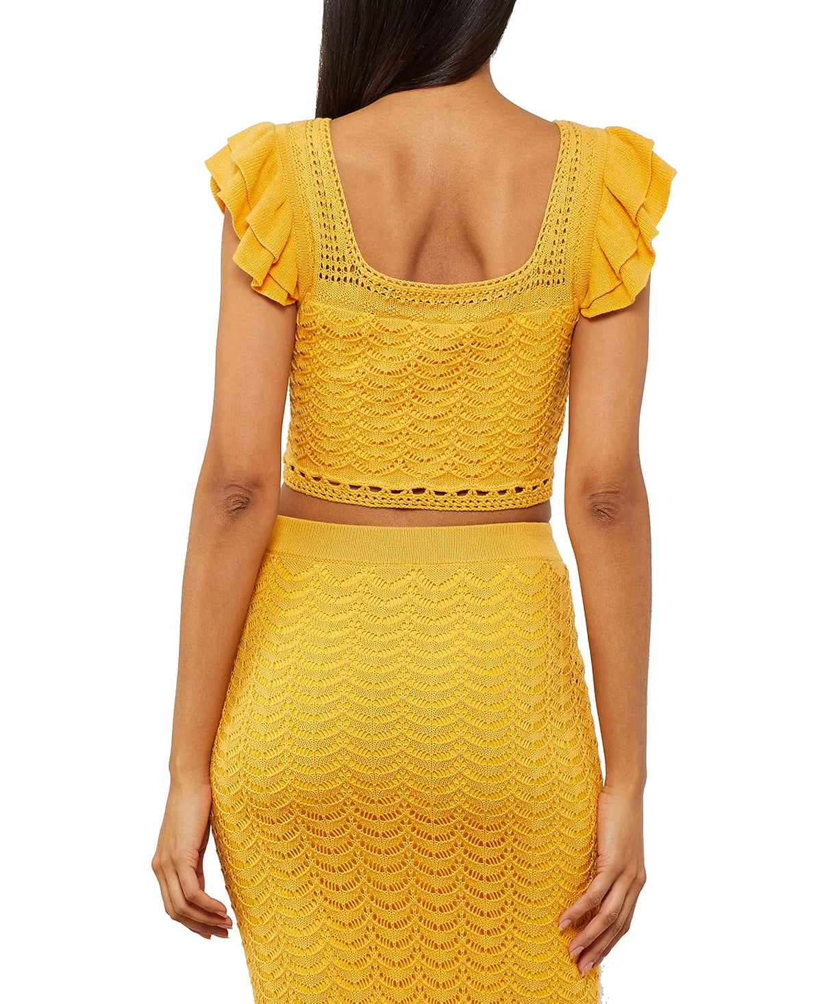 BCBGMAXAZRIA Crochet Crop Top Suter Mujer