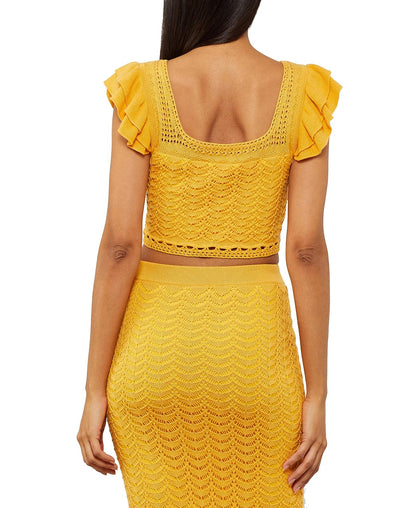 BCBGMAXAZRIA Crochet Crop Top Suter Mujer