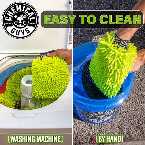Chemical Guys Chenille Premium Manopla de Microfibra antiarañazos, Ideal para Automóviles, Camiones, todoterrenos, vehículos recreativos y más, Verde