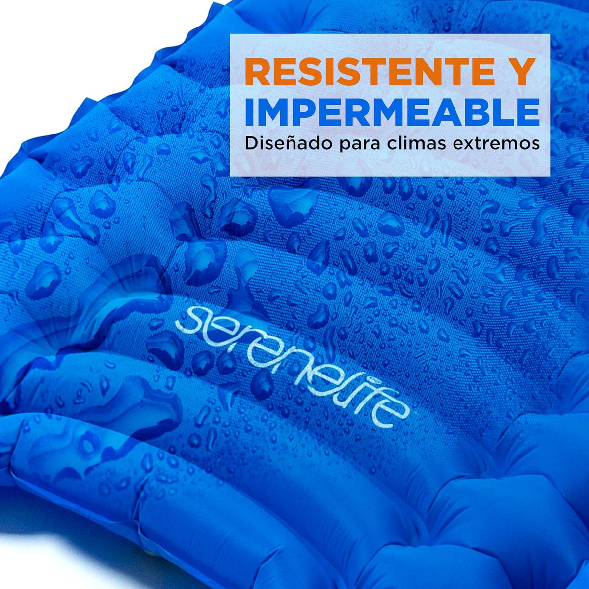 SereneLife Colchoneta Inflable para Dormir Almohada Incorporada, Resistente a Desgarros, Bolsa de Transporte para Camping, Senderismo y Excursionismo