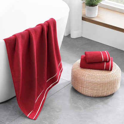 Tommy Hilfiger - Juego de Toallas de baño, algodón Suave y Absorbente, de Secado rápido y construcción Cero torsión, diseño Moderno (Rojo heredado, 6 Piezas)