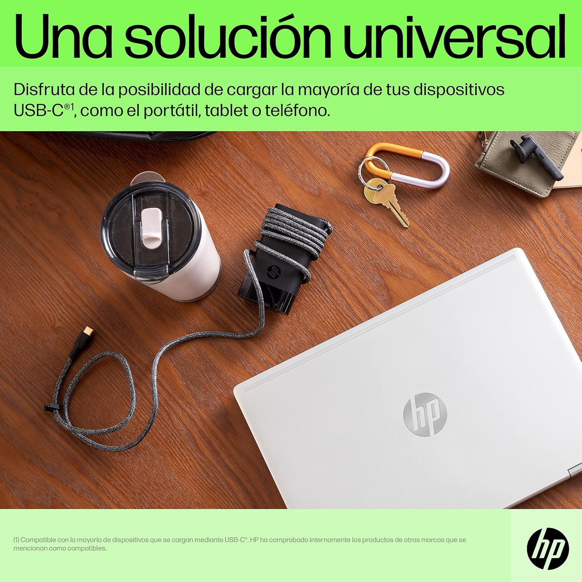 HP Cargador de Laptop 65W, USB-C (671R2AA)