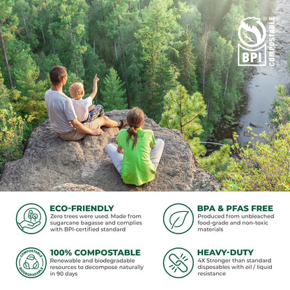 Freshware - Cuencos de papel desechables de 16 onzas, 125 tazones de fibra de caña de azúcar biodegradables, bagazo resistente para platos de comida caliente, apto para microondas y congelador,