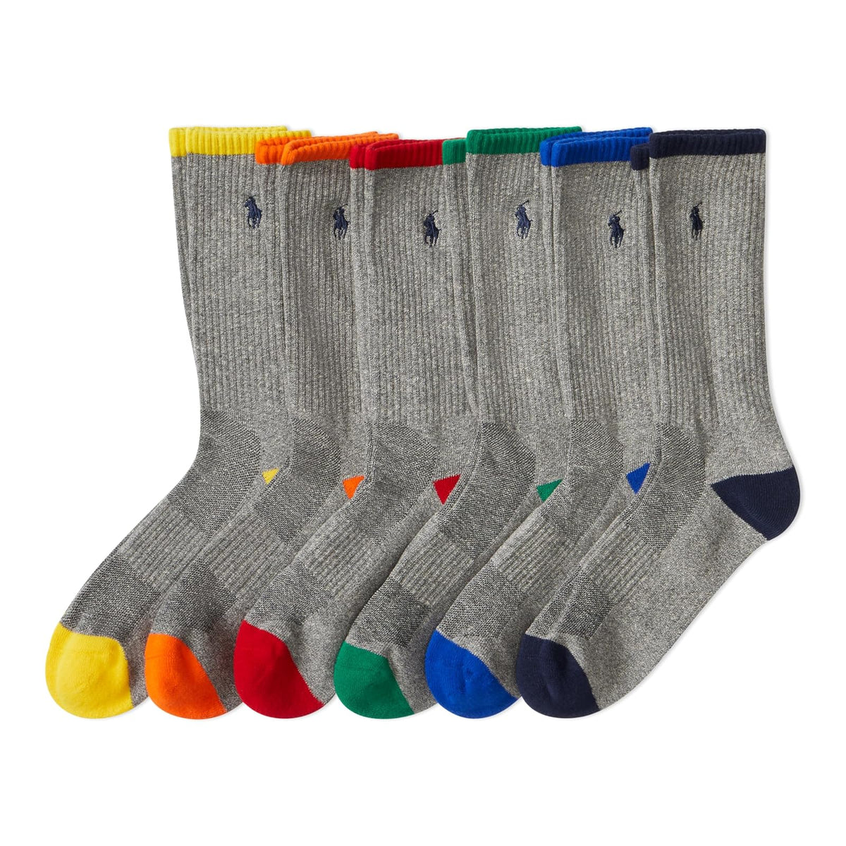 POLO RALPH LAUREN Athletic Performance Cotton Crew Socks - 6 Pair Pack - Mesh & Sport Moisture Wicking Deporte clásicoHombre