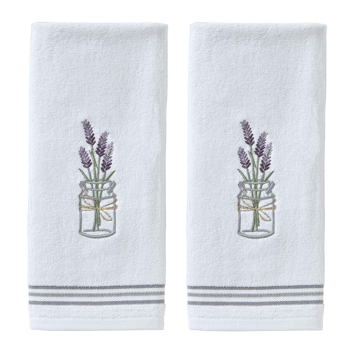 SKL Home Juego de Toallas de Mano de Lavanda, 2 Piezas, 100% algodón | Terciopelo suave y decorativo. Para uso en el baño, cocina o bar y es un gran regalo.