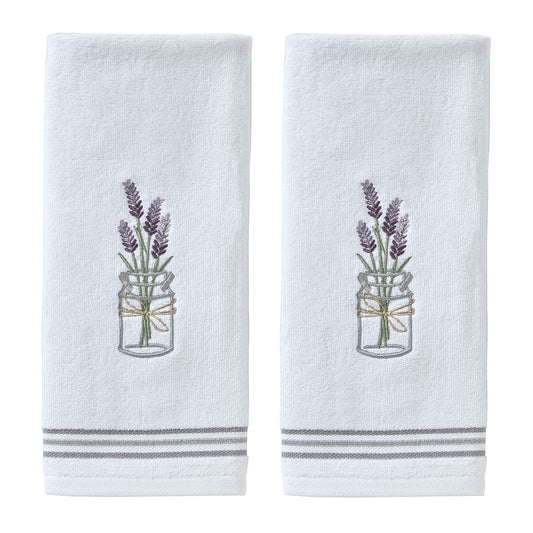 SKL Home Juego de Toallas de Mano de Lavanda, 2 Piezas, 100% algodón | Terciopelo suave y decorativo. Para uso en el baño, cocina o bar y es un gran regalo.