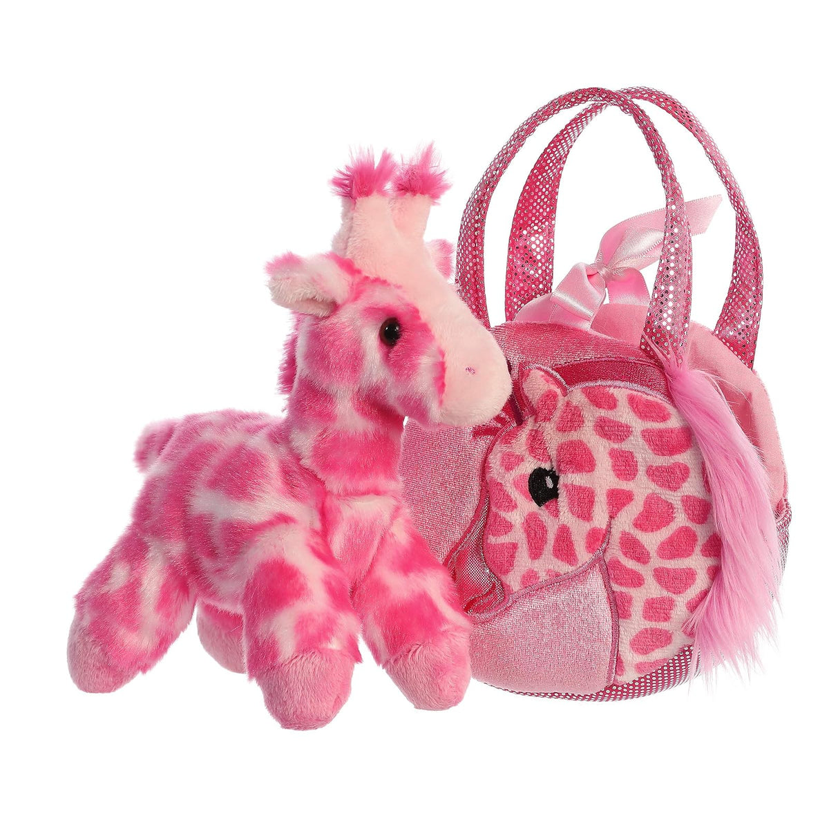 Aurora Pet Carrier Bolsa de Peluche con Mascota Removible 18 cm - Jungle Bundles Jirafa