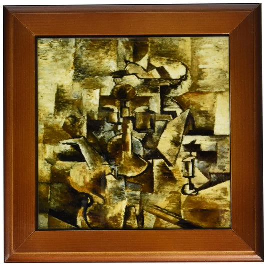 3dRose ft_61847_1 Picasso Painting Violin N Candlestick-Framed Tile Artwork, 8 by 8-Inch