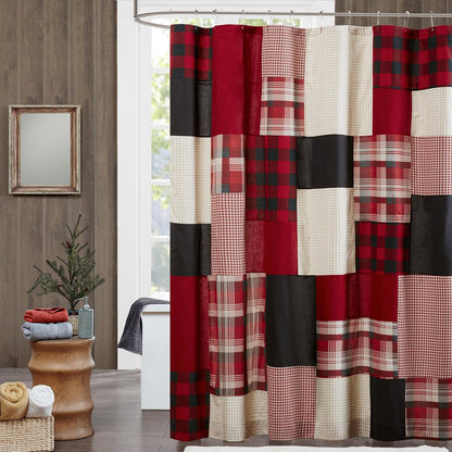 Woolrich Sunset - Cortina de Ducha de algodón para baño, 72 x 72 Pulgadas, Color Rojo