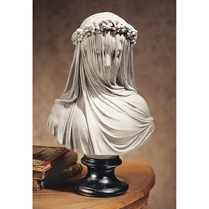 Design Toscano - Estatua de Busto para Interior, 9 Pulgadas de Ancho, 14 Pulgadas de Alto, polirresina fundida a Mano, Acabado Blanco Envejecido con una Base Pintada Negra