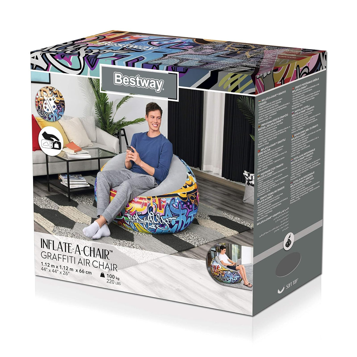 Inflate-A-Chair Graffiti Air Chair 1.12m x 1.12m x 66cm