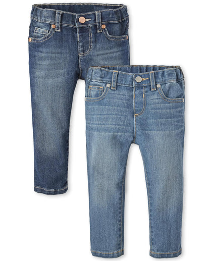 The Children's Place Jeans Ajustados Básicos para Niña - 3 Años - Azul 2-pack