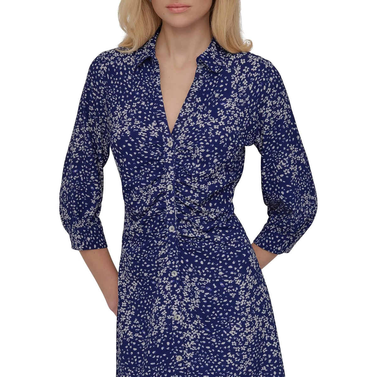DKNY Chambray Stripe Long Sleeve Shirt Dress VestidoMujer