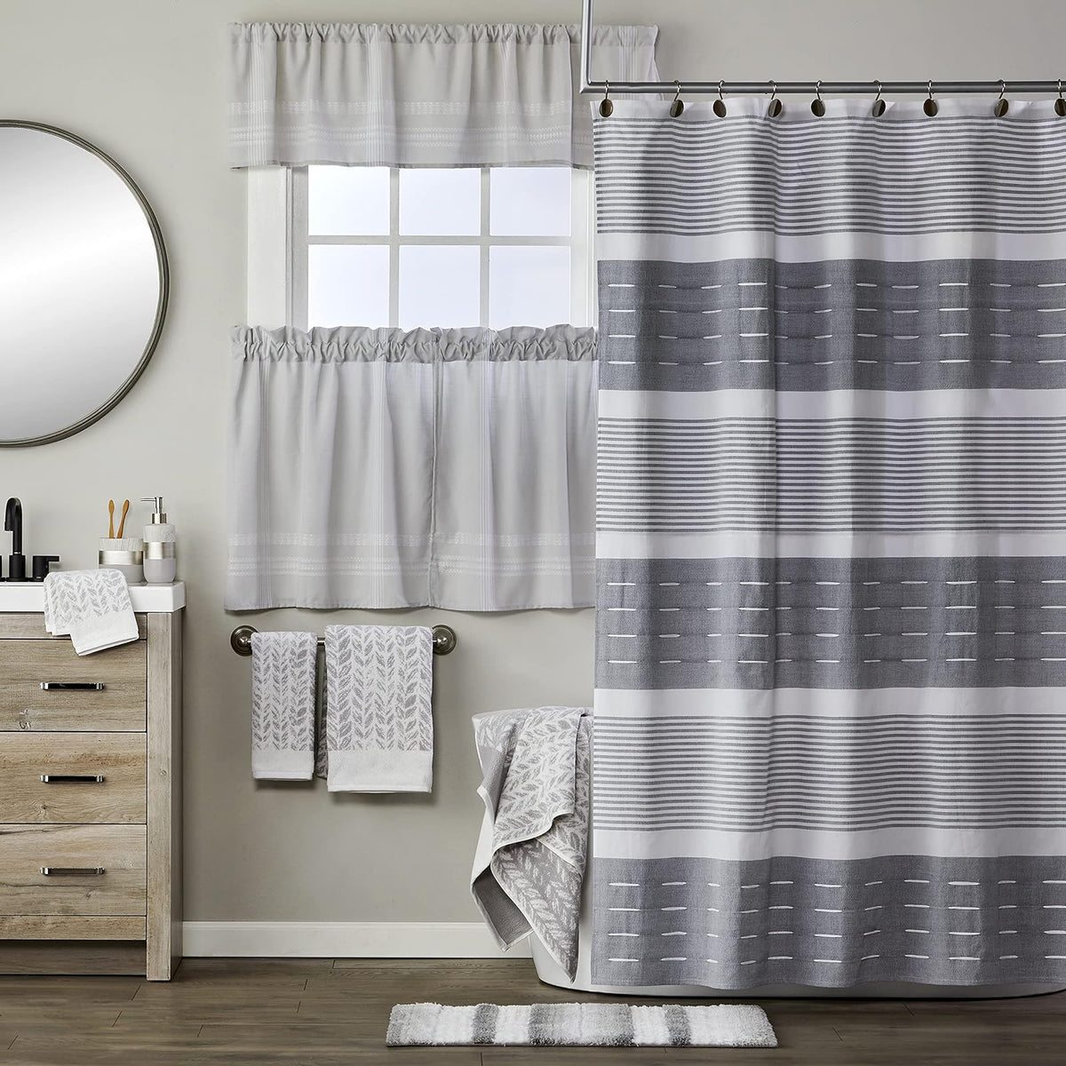 SKL Home by Saturday Knight Ltd. Toalla de Mano de Hojas envejecidas, Gris, 16 x 26 Pulgadas, 2 Unidades (Paquete de 1)