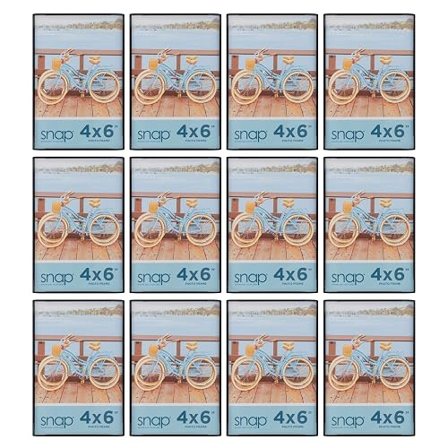 Snap 02P991C Front Loading Narrow Photo Frame for Wall or Tabletop Display, 4" x 6", Set of 12