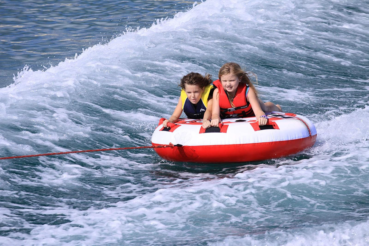 Airhead - Tubo remolcador de 1 a 2 Tubos para Paseos en Barco y Deportes acuáticos, Cubierta de Nailon de Doble Costura y válvula de Seguridad de Velocidad para inflar y desinflar fácilmente