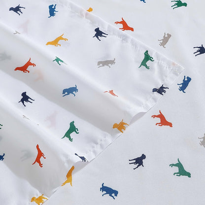 Eddie Bauer Kids - Sábanas Completas, Ropa de Cama Infantil Resistente a Las Manchas, para niños pequeños, diseño de Perros, Individual, Blanco