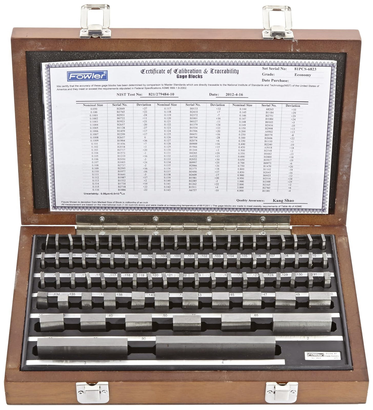 Fowler 53-672-081-0, Economy 81 Juego de bloques de calibre rectangular