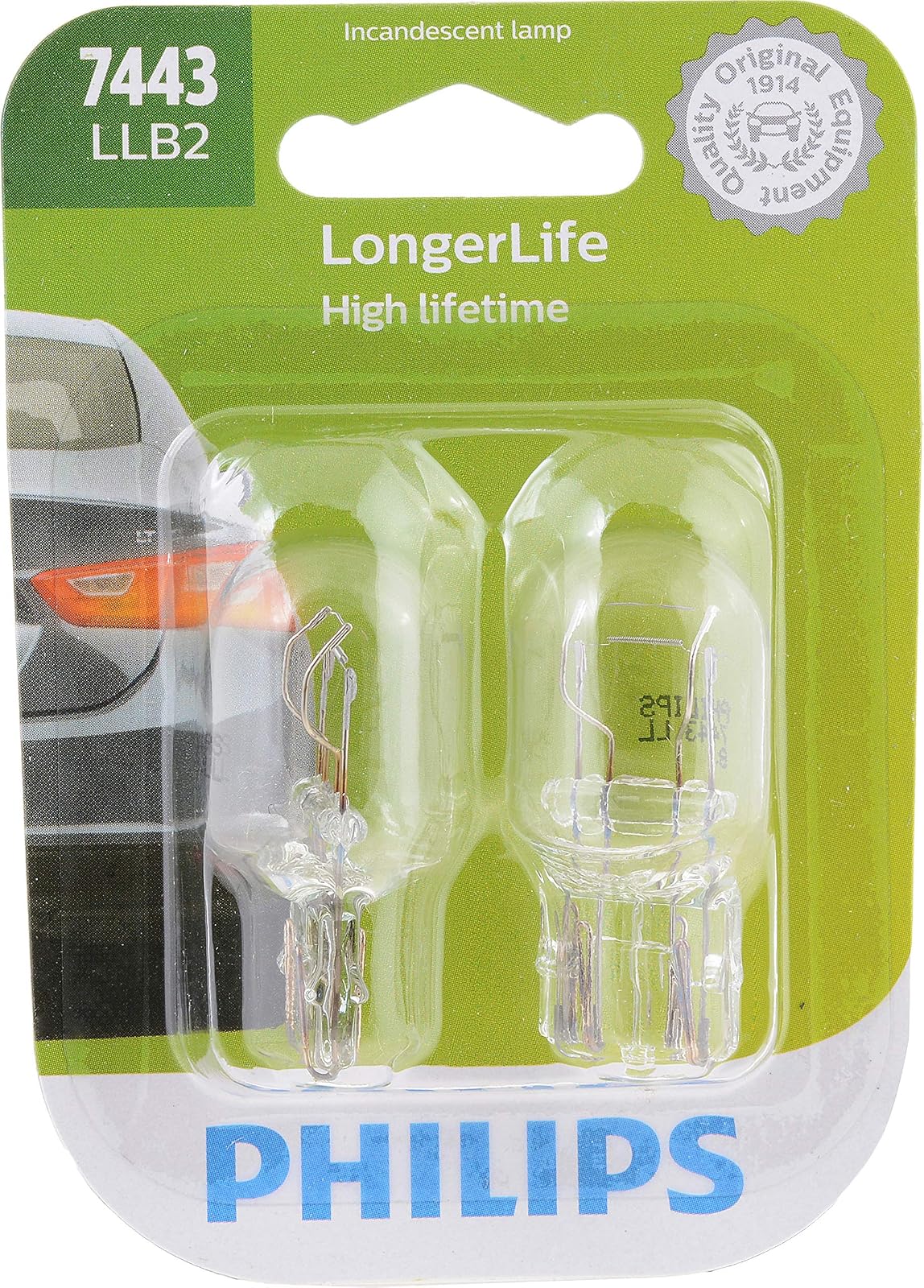 Philips Foco Miniatura de Larga Vida Útil, Paquete de 2, 7443LLB2, Blanco | Sustituye a BP7443LL. Reemplazo de grado OE.