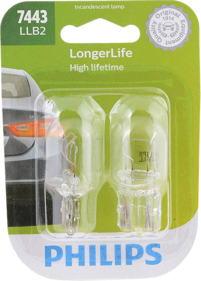 Philips Foco Miniatura de Larga Vida Útil, Paquete de 2, 7443LLB2, Blanco | Sustituye a BP7443LL. Reemplazo de grado OE.