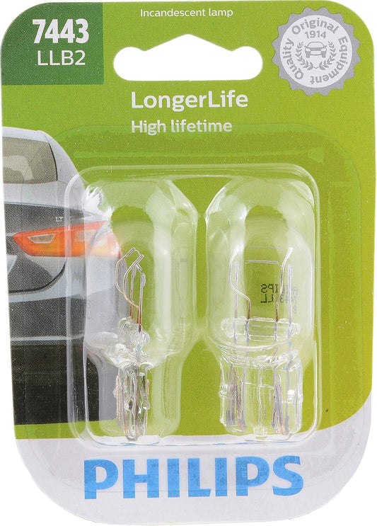 Philips Foco Miniatura de Larga Vida Útil, Paquete de 2, 7443LLB2, Blanco | Sustituye a BP7443LL. Reemplazo de grado OE.